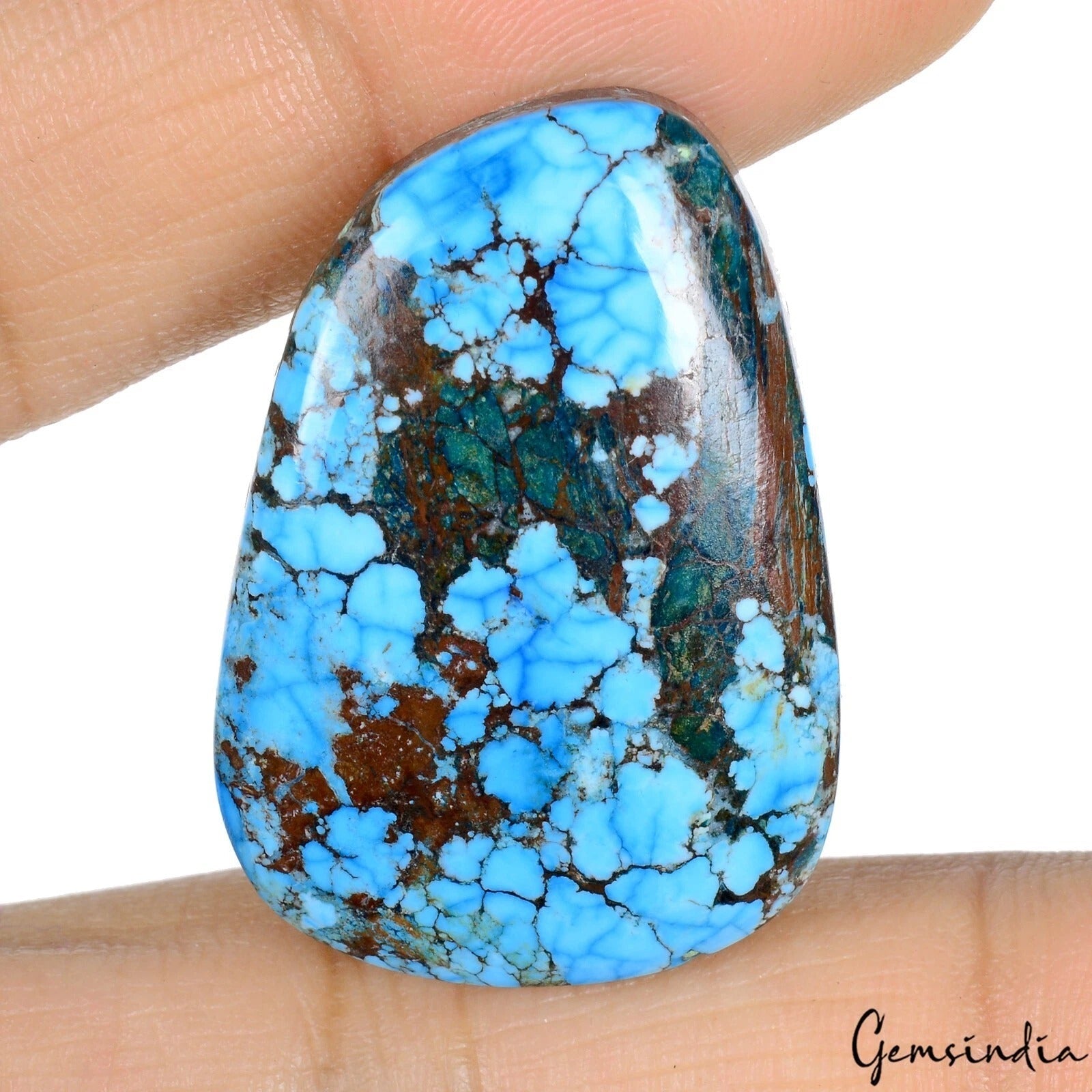 72.30 Cts Natural USA Spiderweb Blue Turquoise Fancy Cab Loose Gem For Pendant