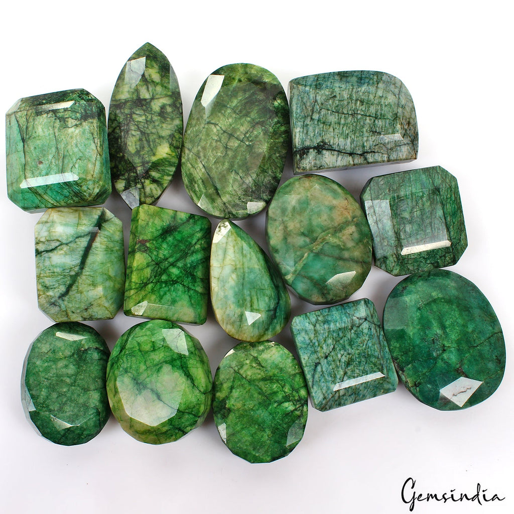 2 Kilo Natural Brazilian Green Emerald Earth Mined Loose Mix Cut Huge Gemstones