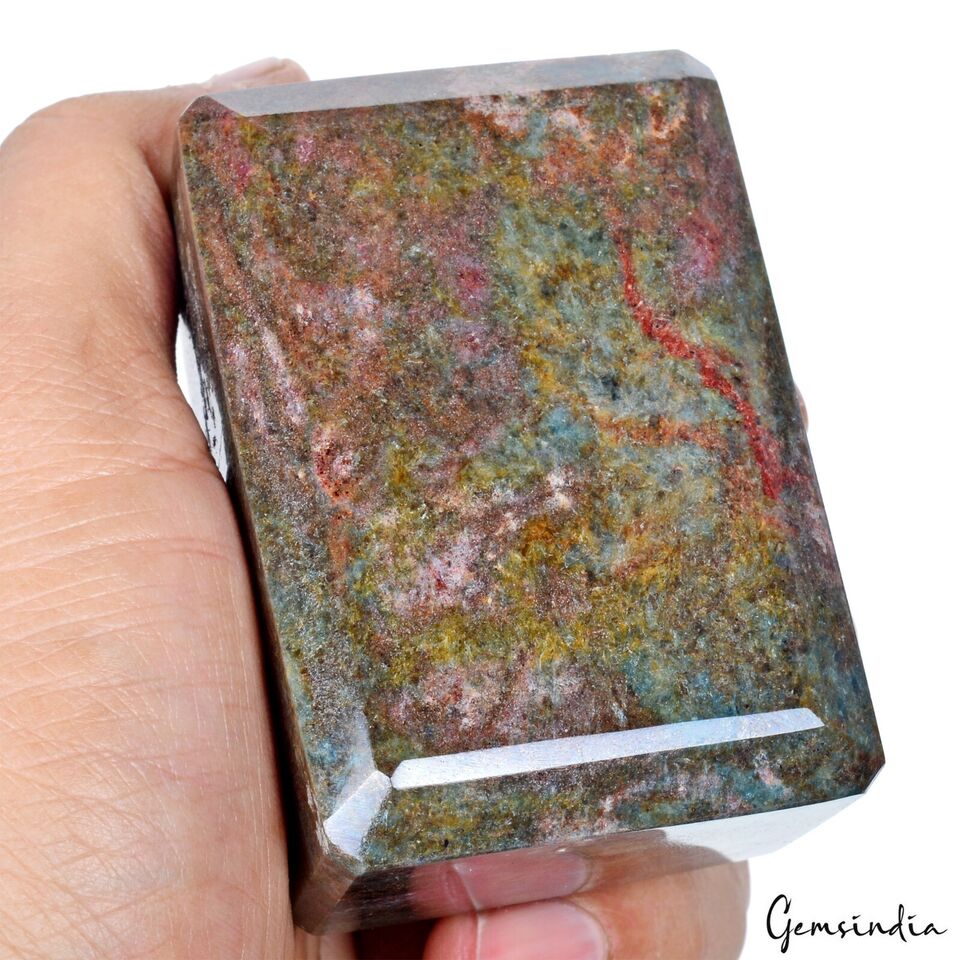 570 Gram Natural Untreated Ruby Kyanite Octagon Faceted Huge Size Loose Gemstone