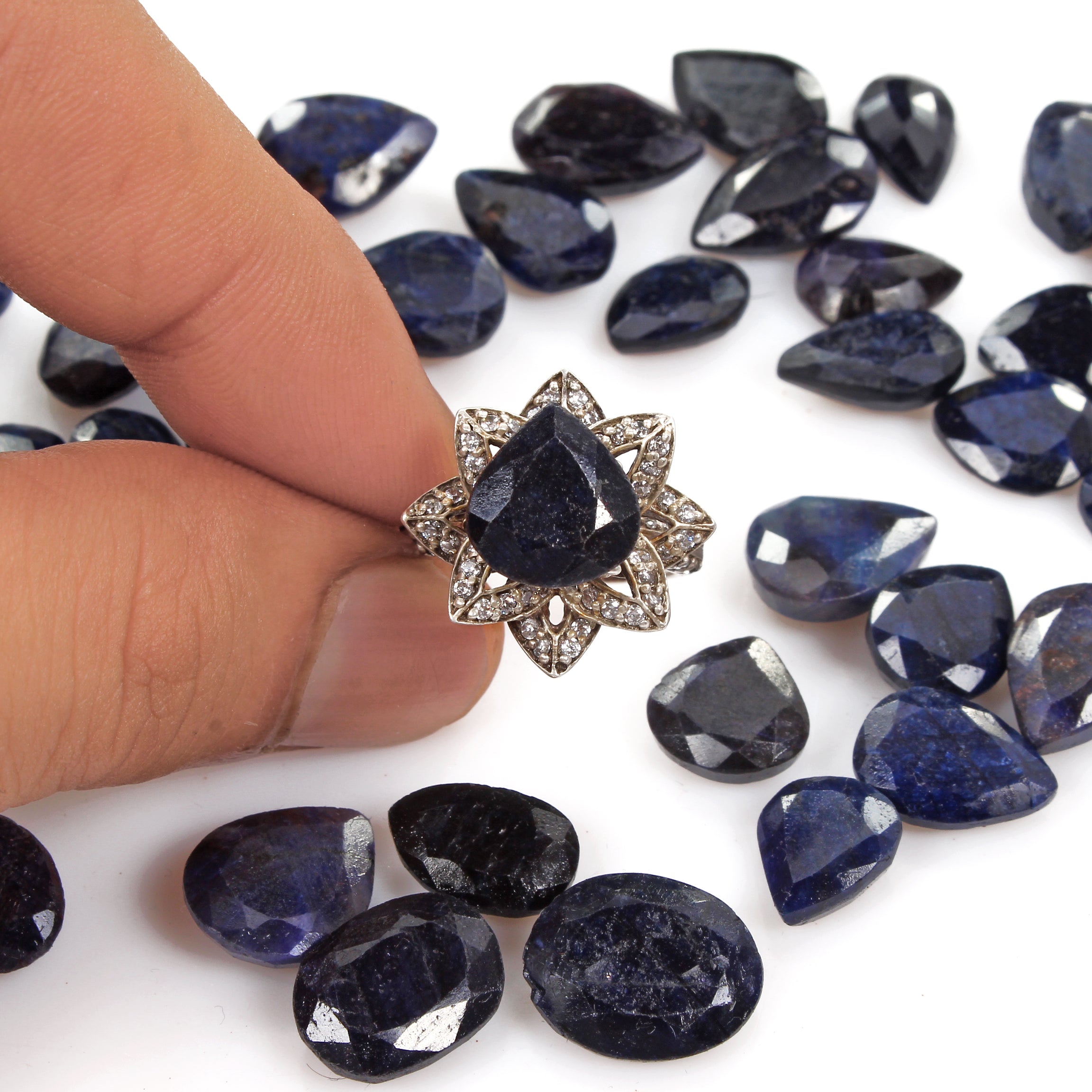 250.00 Ct Natural Blue Sapphire Mix Faceted Loose Ring Size Gemstone Lot 40 Pc