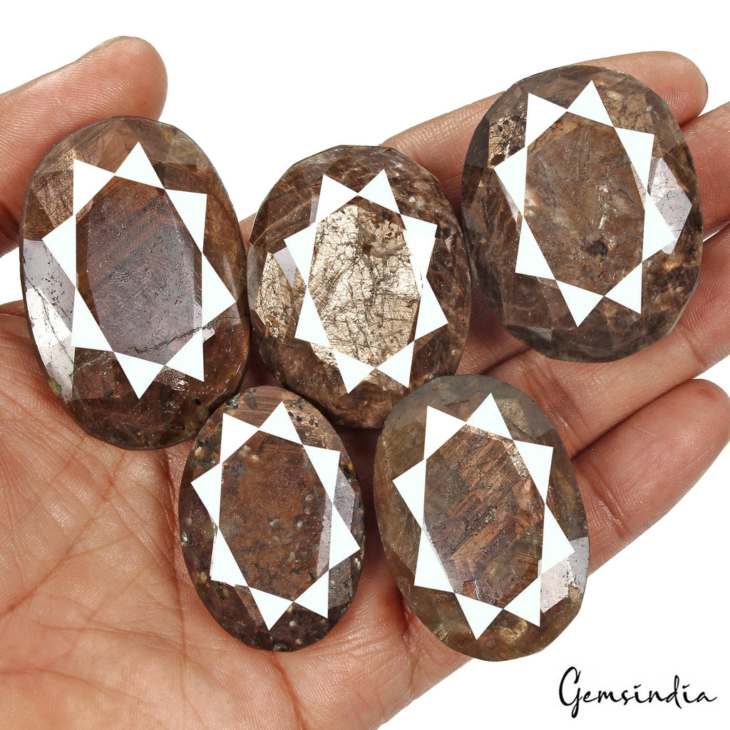 1400 Ct/5 Pcs Natural Untreated Brown Sapphire Oval Faceted Loose Wholesale Gems