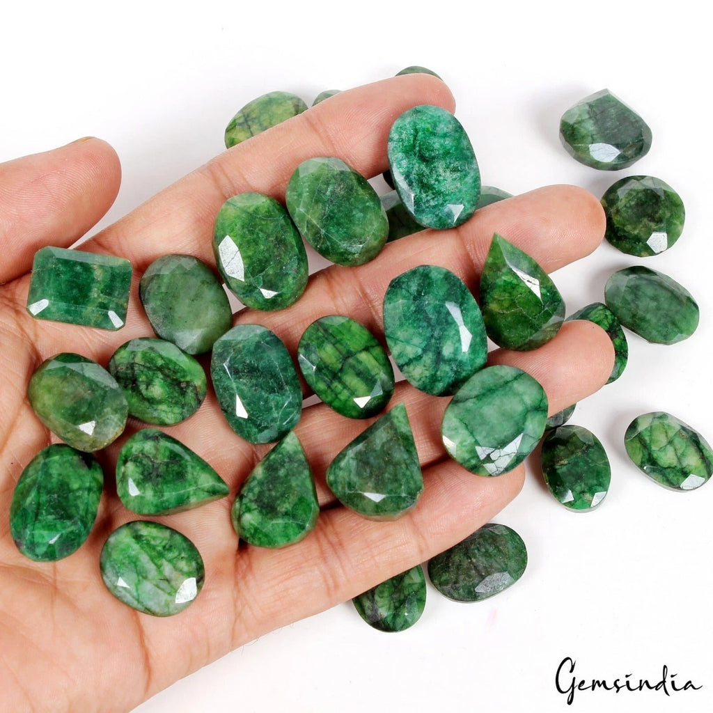 770 Ct/35 Pcs Natural Brazilian Green Emerald Mixed Cut Loose Wholesale Gems Lot