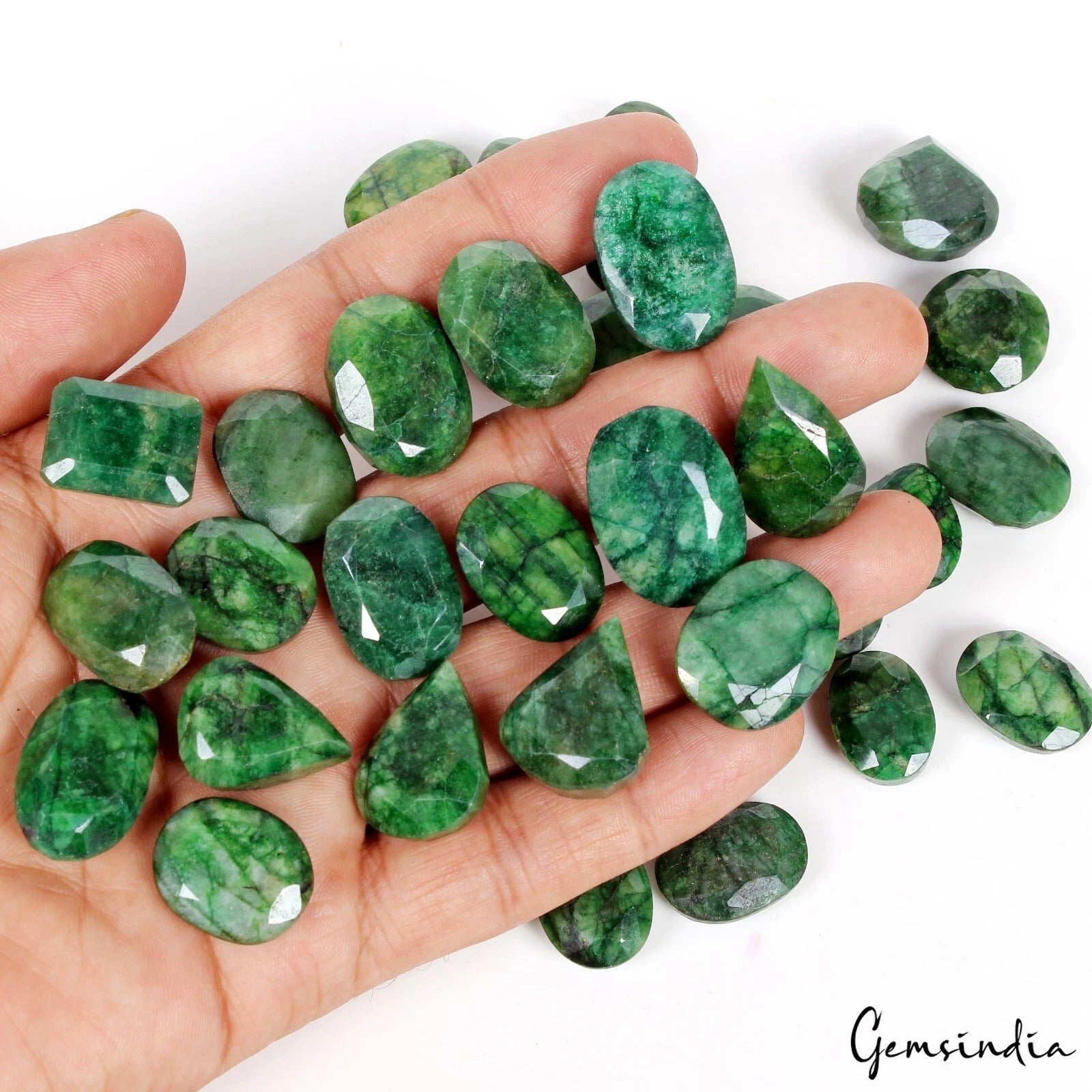 770 Ct/35 Pcs Natural Brazilian Green Emerald Mixed Cut Loose Wholesale Gems Lot