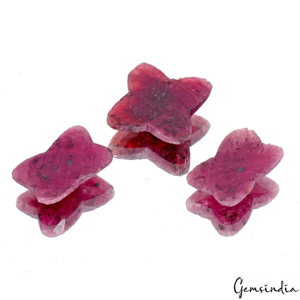 Ruby Lot, Loose Gemstone, Color Enhanced, Red — 3 Pieces, 24mm to 25mm, 85.60 Ct, Madagascar