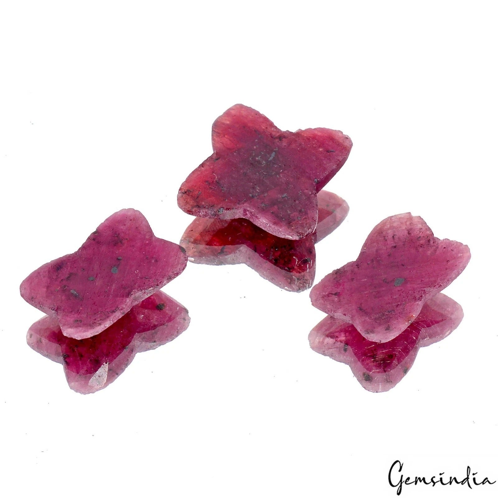 Ruby Lot, Loose Gemstone, Color Enhanced, Red — 3 Pieces, 24mm to 25mm, 85.60 Ct, Madagascar