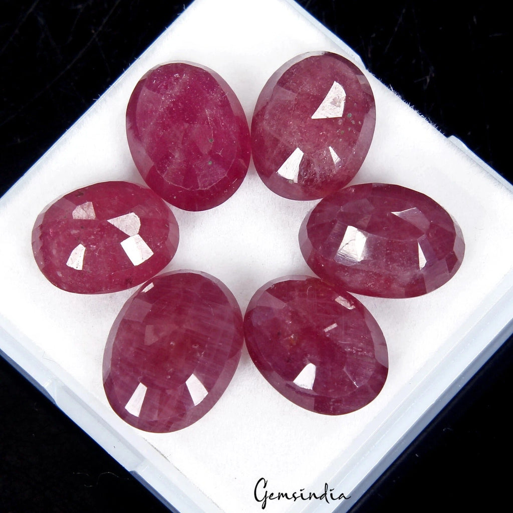55.40 Ct - AAA Natural Mozambique Red Ruby Loose Oval Cut Heated Gemstones~ 6 Pc