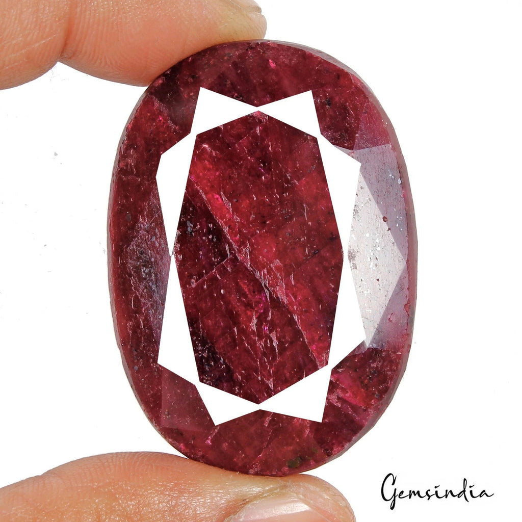 Ruby Loose Gemstone, Color Enhanced, Red — 49 x 35 x 25mm, 500 Ct, Madagascar