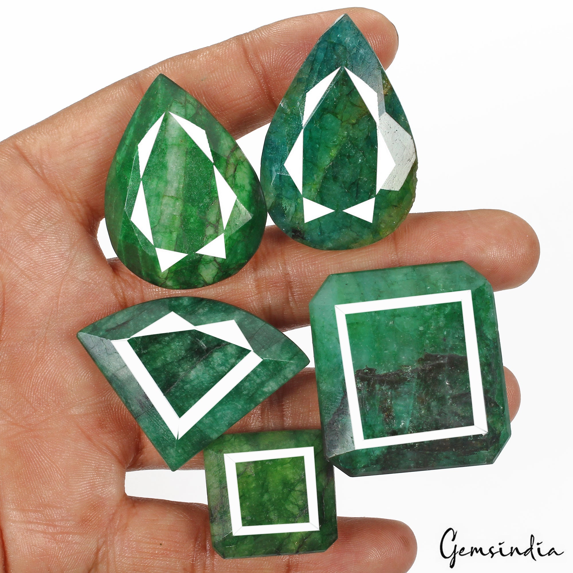 670 Ct/5 Pcs Natural Brazilian Dark Green Emerald Mixed Cut Loose Huge Gems Lot