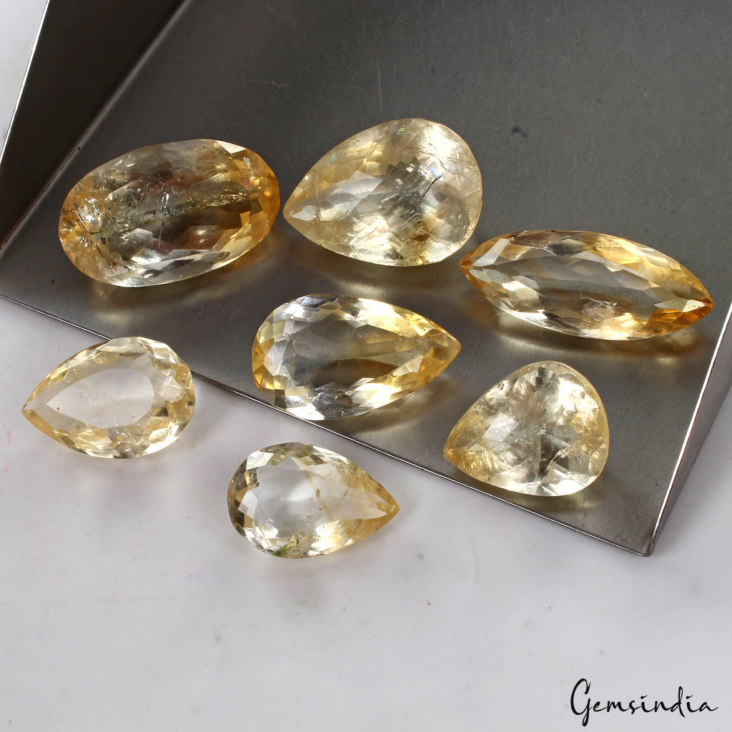 17-29mm Natural Yellow Citrine Mix Cut Loose Gem Lot For Jewelry Making 122.50Ct