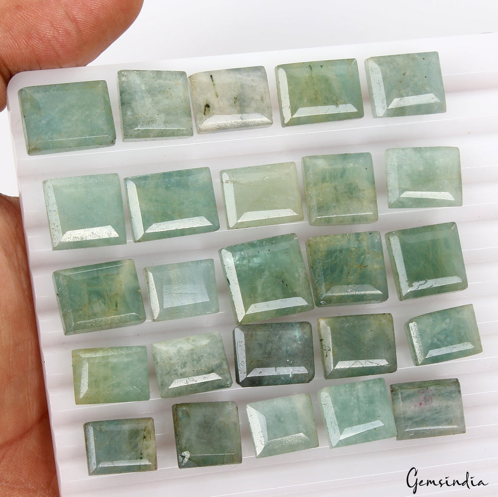 25 Pcs/300 Ct Green Natural Beryl Aquamarine 12mm-16mm Mix Cut Loose Gemstones