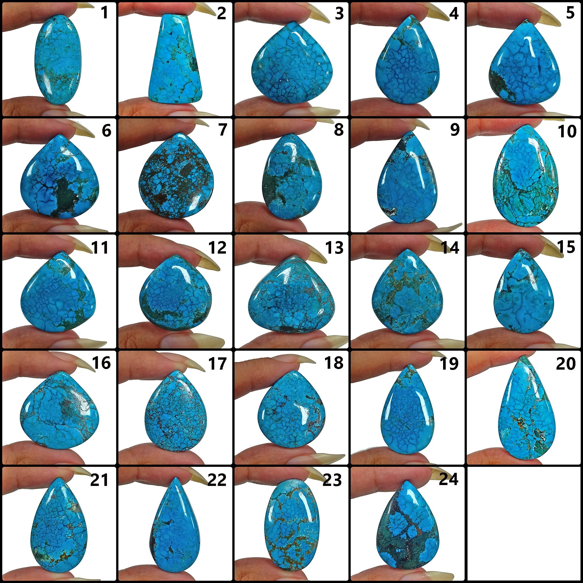 960 Ct Natural Spiderweb Blue Turquoise Mix Cab Loose Wholesale Gems Lot 24 Pc