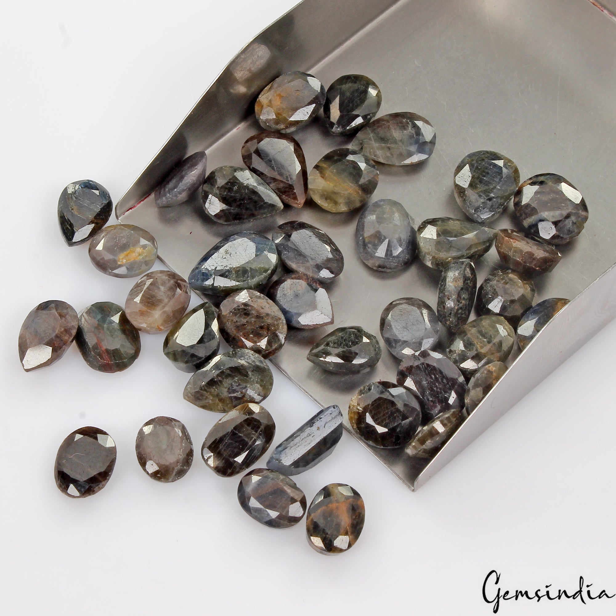 280 Ct Natural Untreated Brown/Black Sapphire Mixed Cut Loose 10-16mm Gemstones