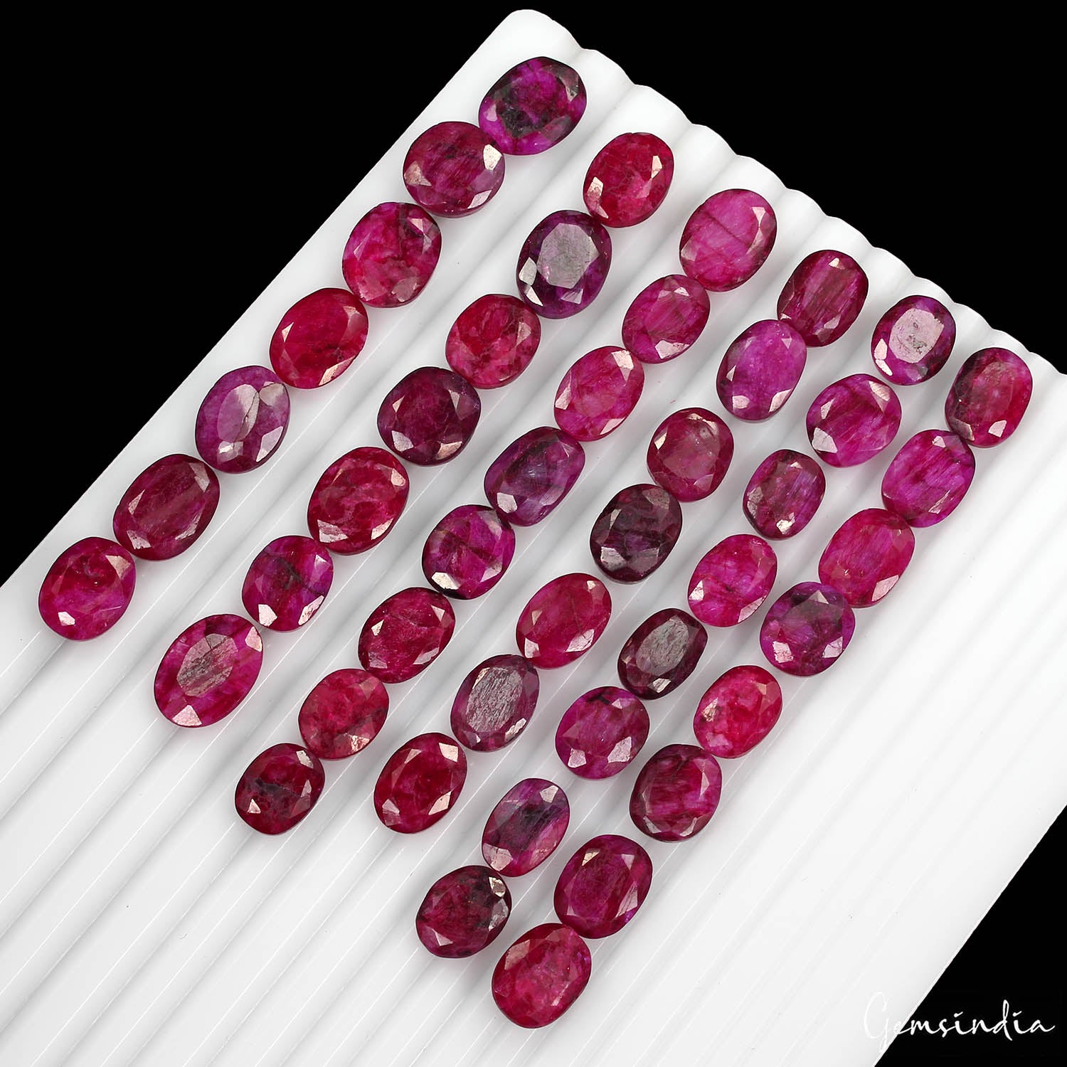 Beryl Lot, Loose Gemstone, Color Enhanced, Red — 45 Pieces, 12mm to 16mm, 300 Ct