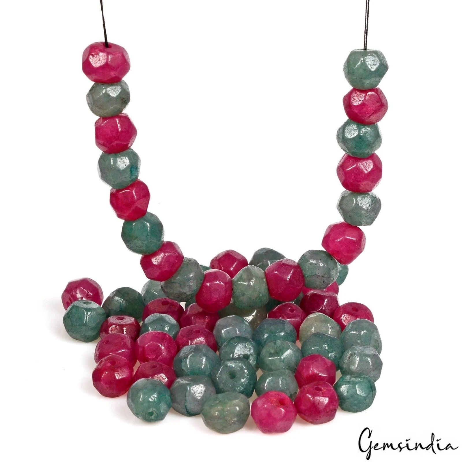 200 Cts/64 Pcs Natural Red Green Quartz Round Cut 7mm-9mm Drilled jewelry Beads
