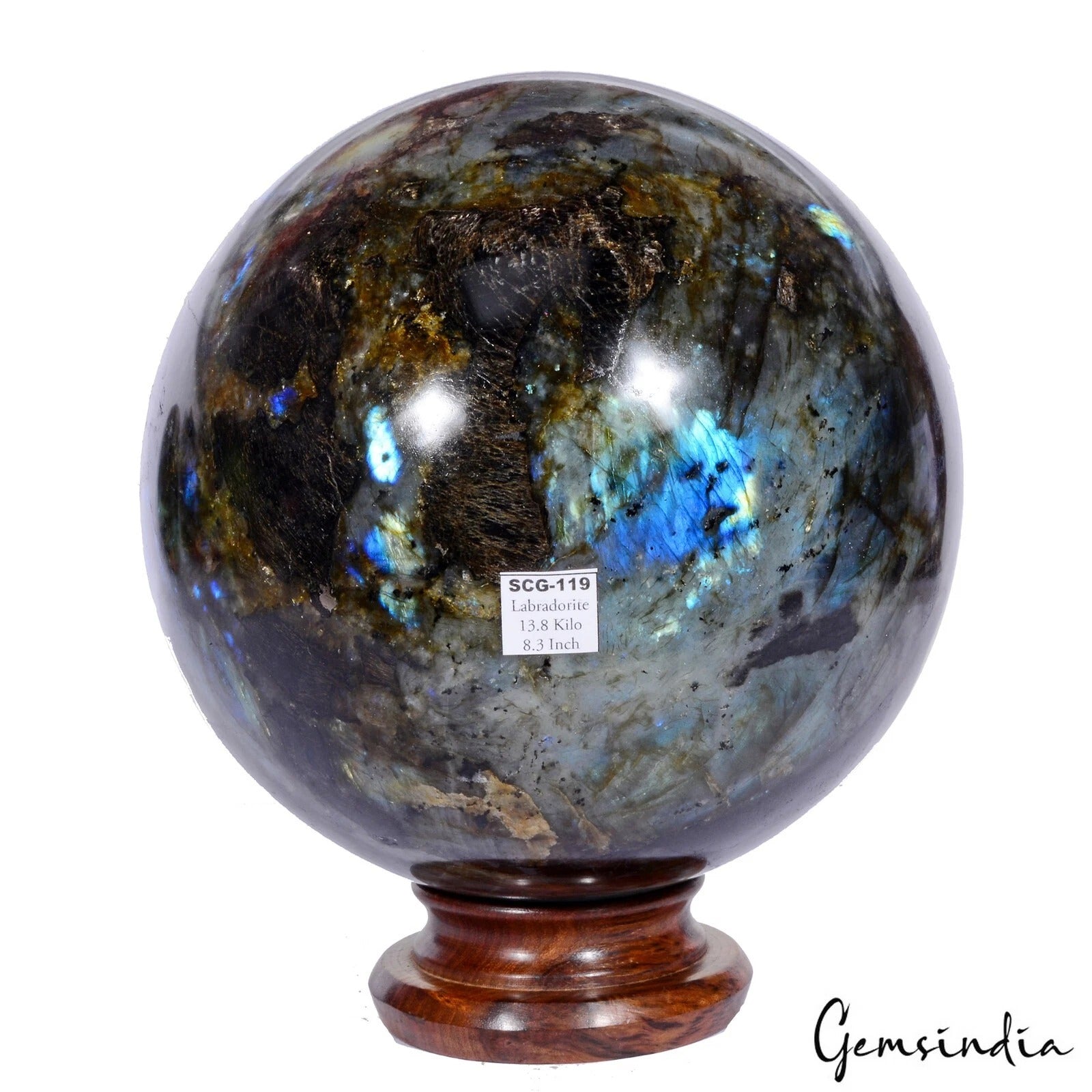 13.8 Kg Natural Multi Shine Labradorite Huge Gem Sphere Crystal Healing Minerals