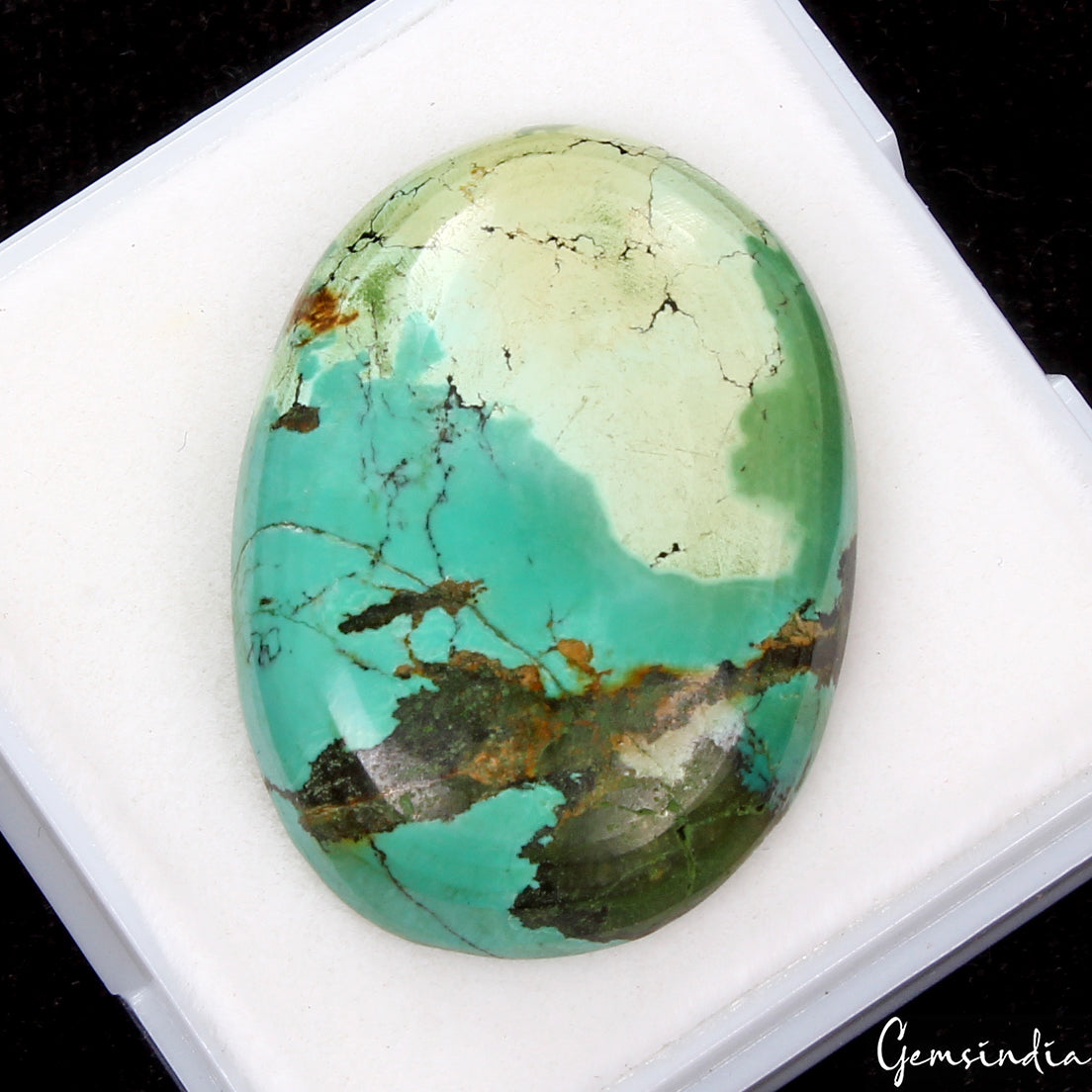 35.80 Cts Natural Bi-color Turquoise Oval Cabochon Loose Gemstone For Pendant