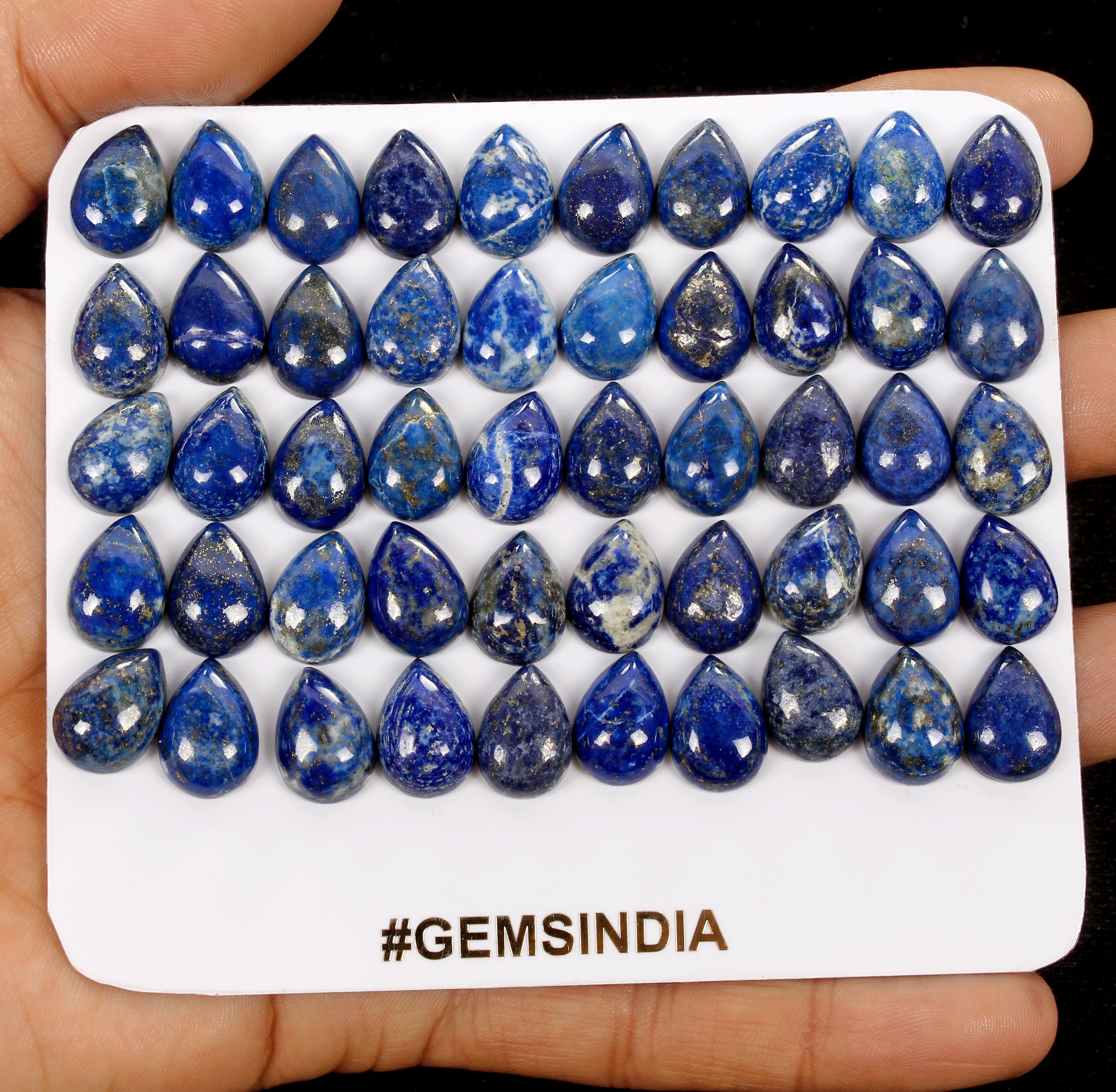 50 Pcs Natural Blue Lapis Lazuli 14mmx10mm Pear Loose Cabochon Gemstones ~300 Ct