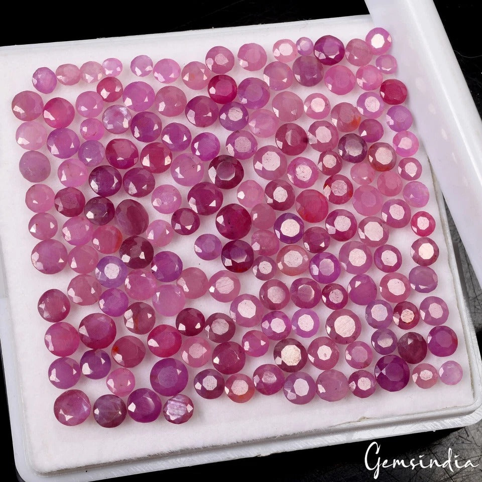 57 Cts Natural Pink Ruby 3-5mm Mozambique Round Cut Loose Gemstones ~157 Pcs Lot