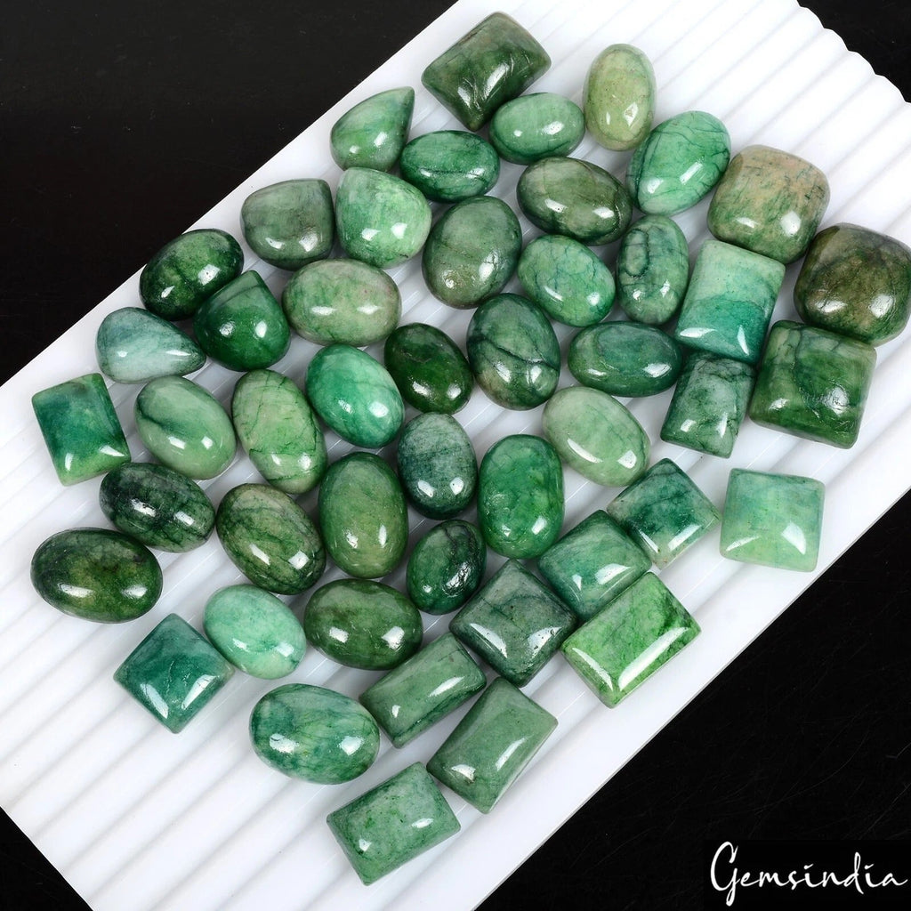 1170 Cts/48 Pcs Natural Green Brazilian Emerald Mix Cab Loose Wholesale Gems Lot