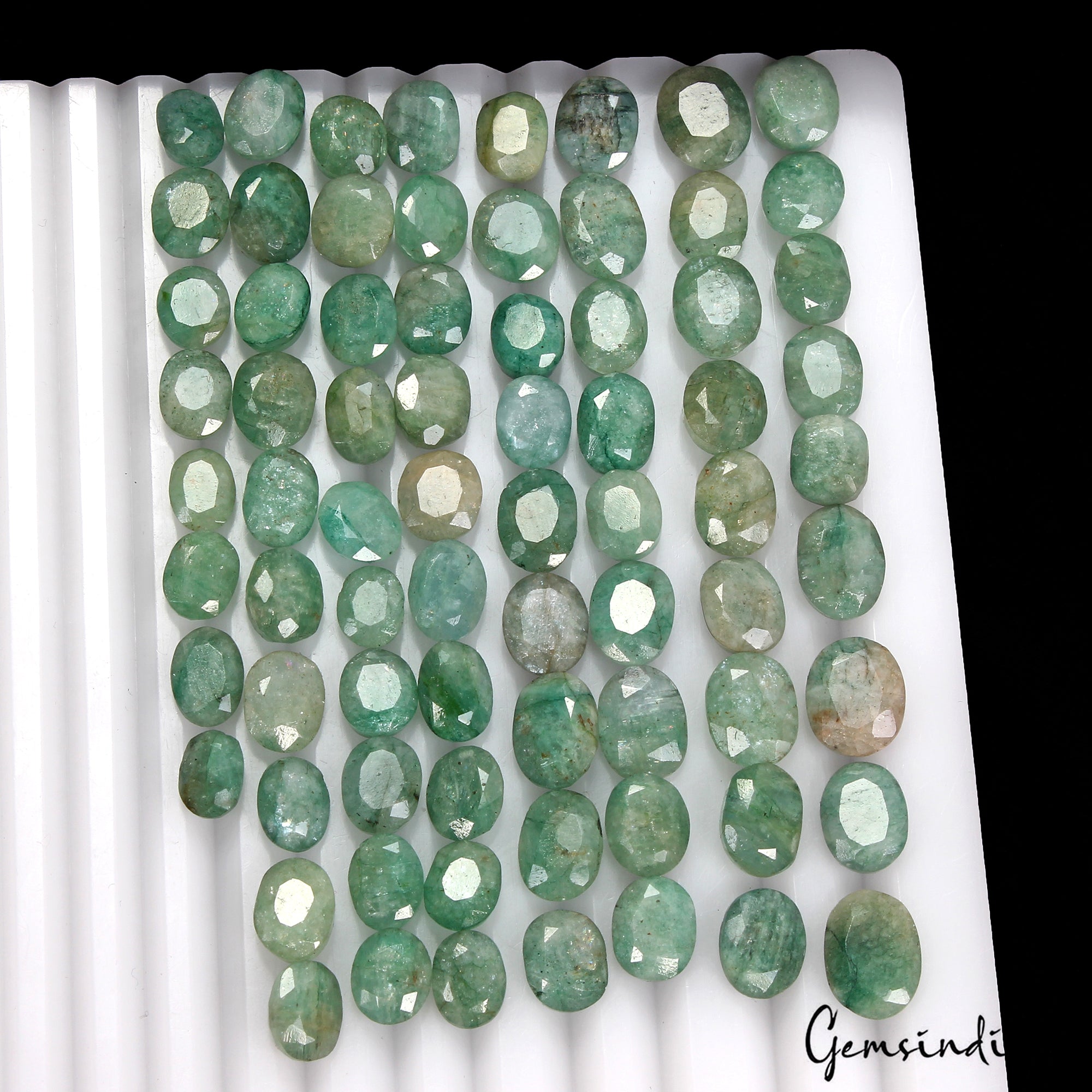 170.40 Ct Natural Green Brazilian Emerald Oval Faceted Loose Wholesale Gems Lot