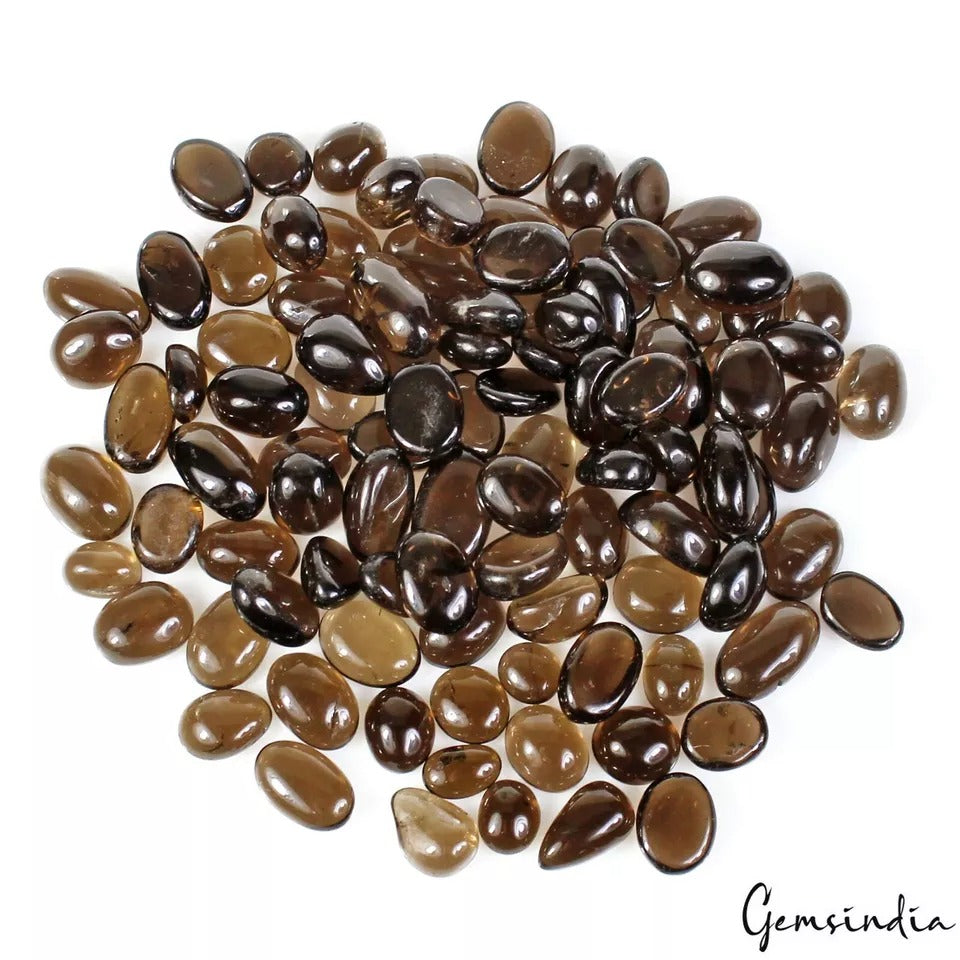 340 Ct./100 Pcs Natural Brown Smoky Quartz Oval Cab Loose Gemstones for Jewelry