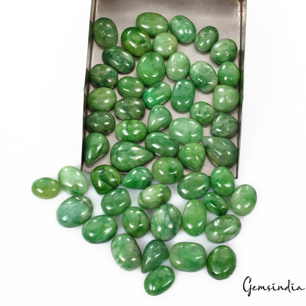 510 Cts/52 Pcs Natural Brazilian Green Emerald Mixed Cab Loose Gems For Jewelry