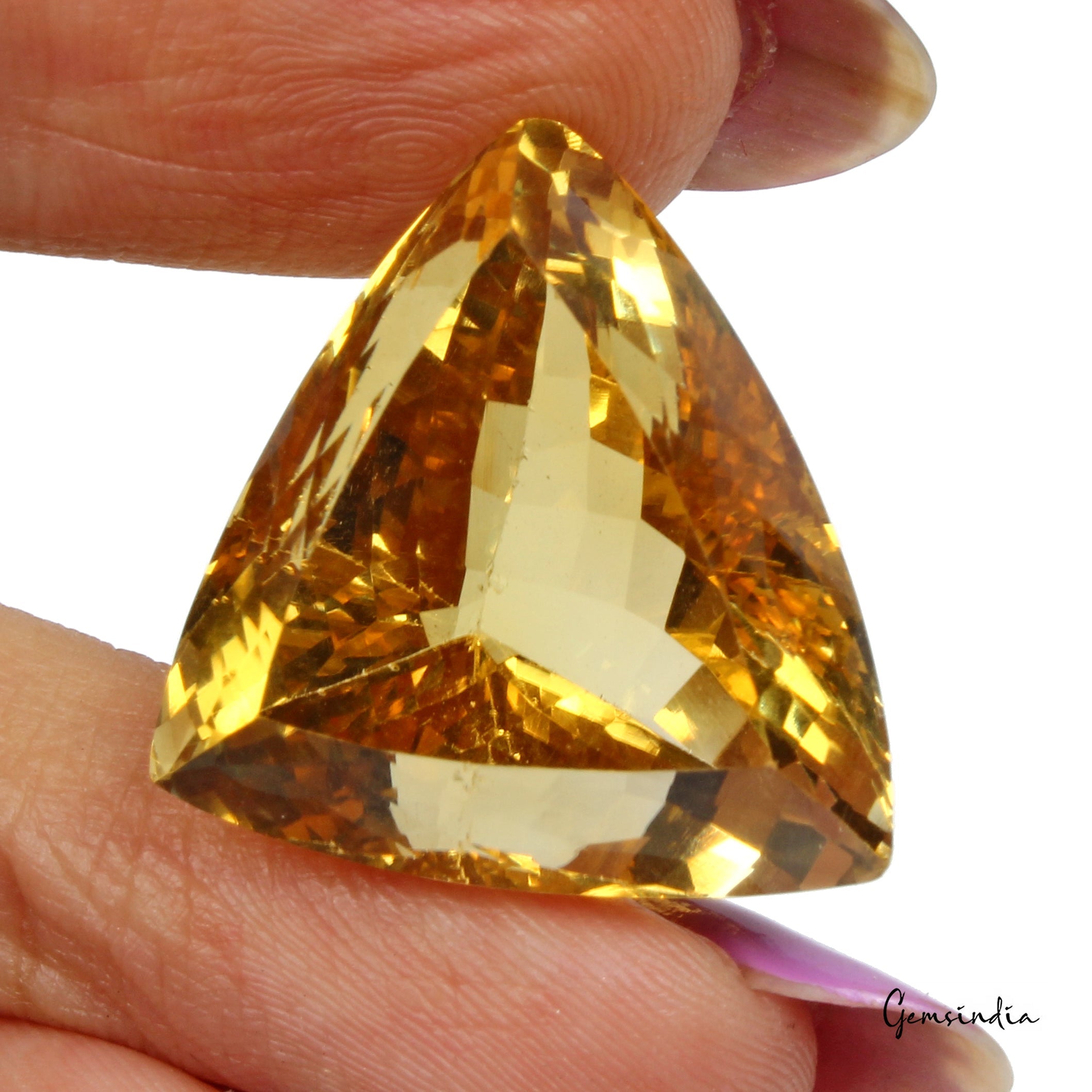 38.80 Cts Natural Golden Yellow Citrine Trillion Cut Loose AAA Quality Gemstone