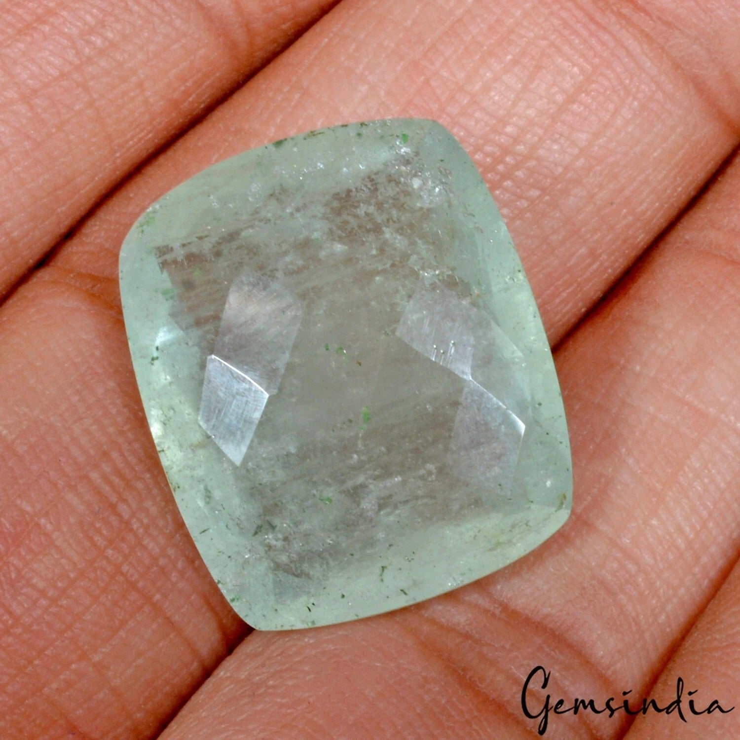 Certified 20.60Ct Natural Aqua Green Aquamarine Cushion Checker Cut Gem For Ring