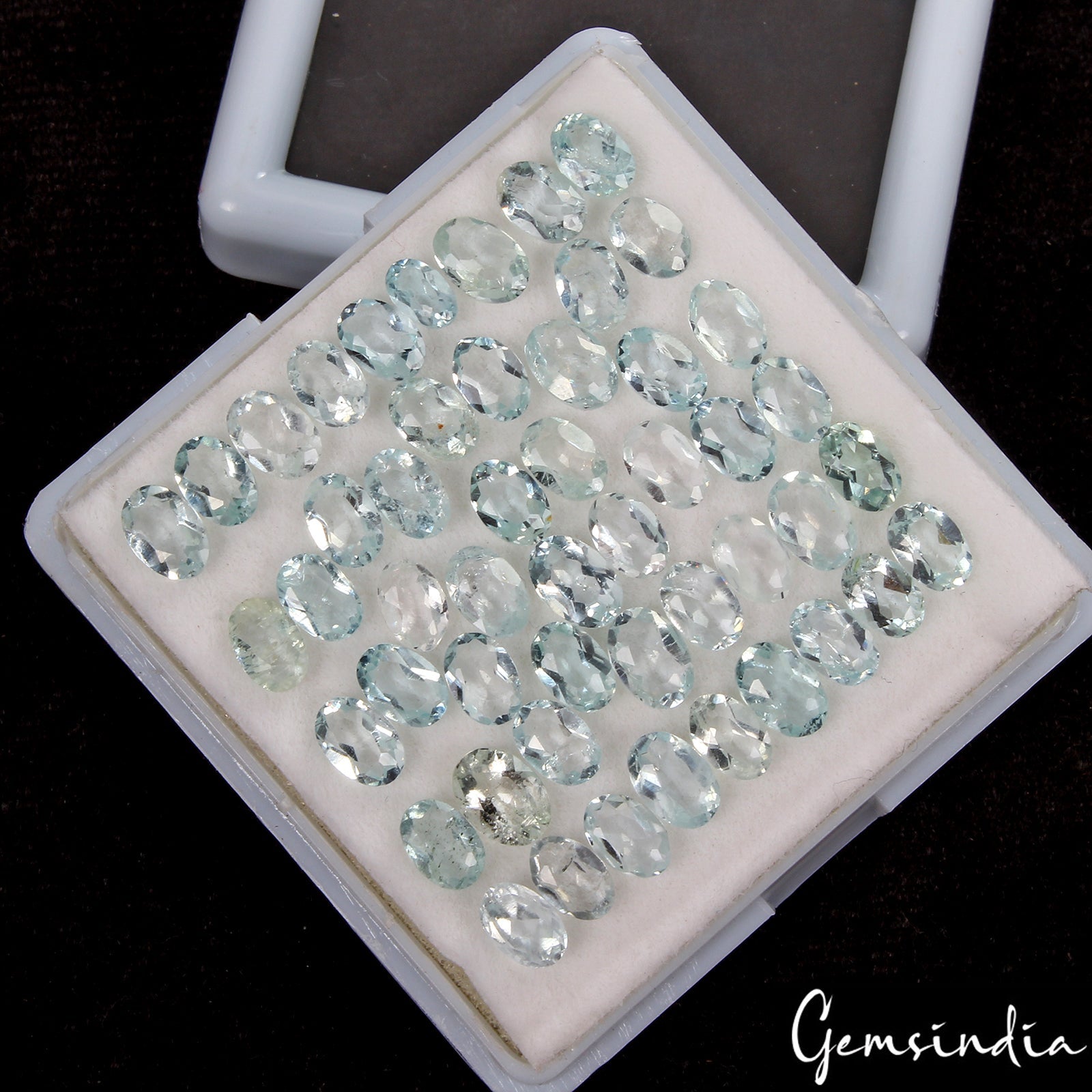 Oval Cut Natural Unheated Nice Blue Aquamarine 22.20ct 5-6mm 50pcs Lot Gemstones