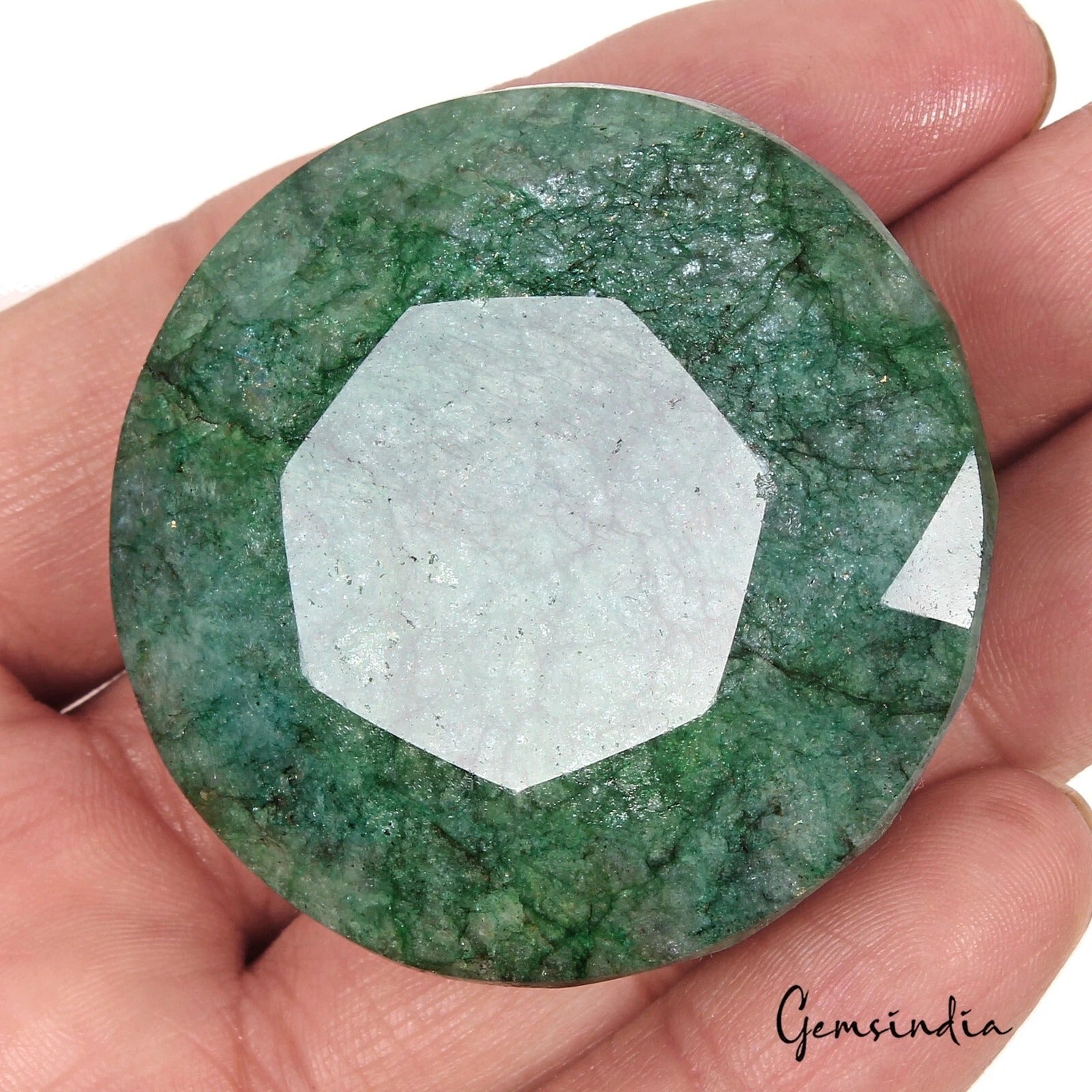 Brazilian Emerald Loose Gemstone, Color Enhanced, Green — 50 x 50 x 18 mm, 360 Ct, Brazil