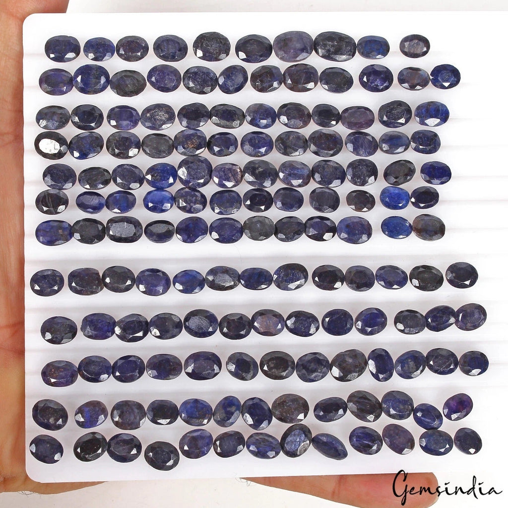 147 Pcs Natural Blue Sapphire 7-12mm Oval Ring Size Certified Gemstones 400 Ct