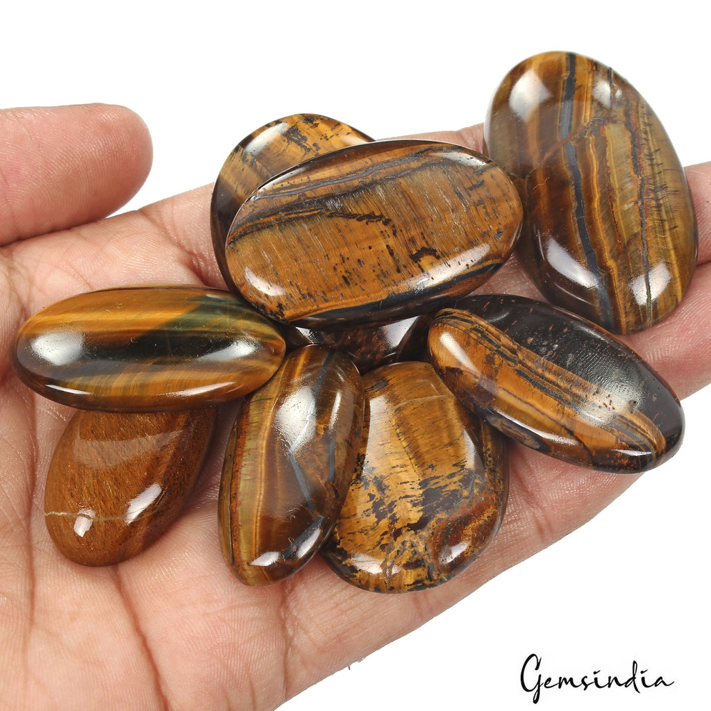 480 Ct/8 Pcs Natural Untreated Bi Color Tiger Eye Oval Cab Loose Gem For Jewelry