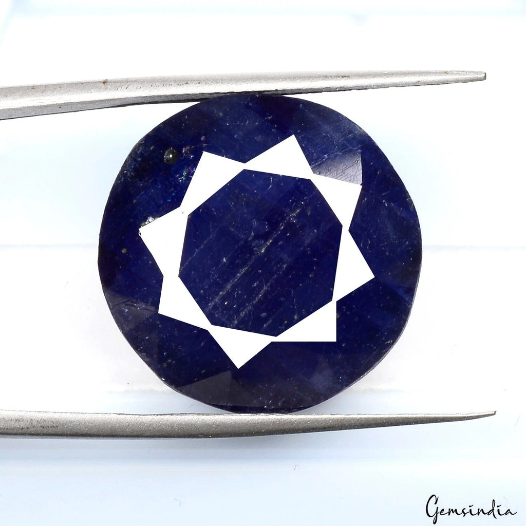 Certified 28.70 Cts Natural Blue Ceylon Sapphire Round Faceted Cut Gem For Ring