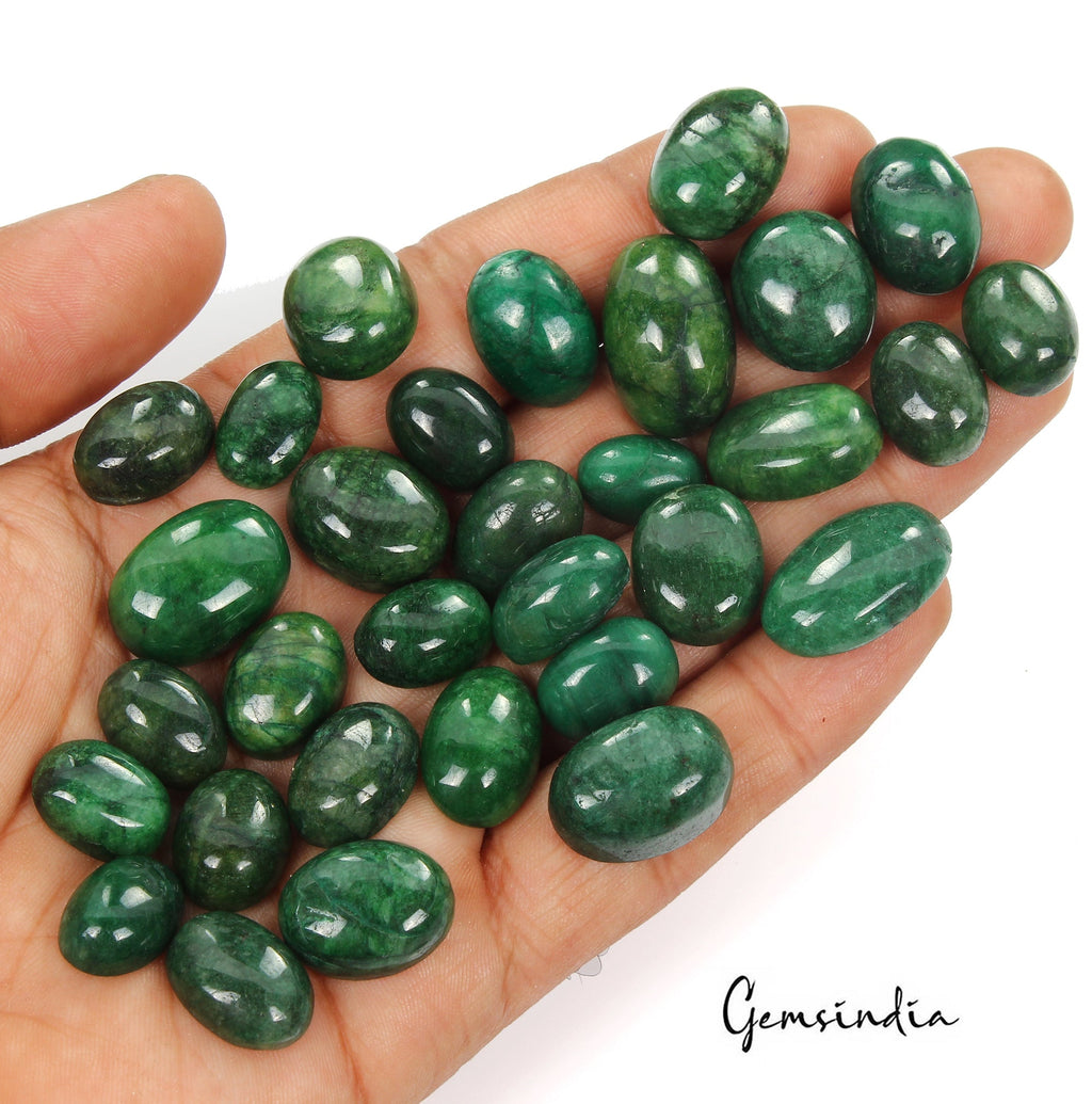 420 Ct/32 Pcs Natural Brazilian Dark Green Emerald Oval Cab Loose Gems For Jewel