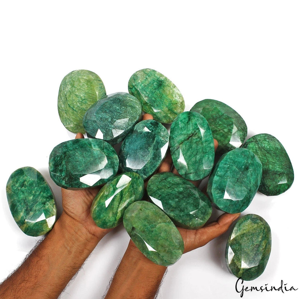 5.3Kg Natural Green Emerald Oval Cut Museum Size Loose Wholesale Gems Lot~14 Pcs