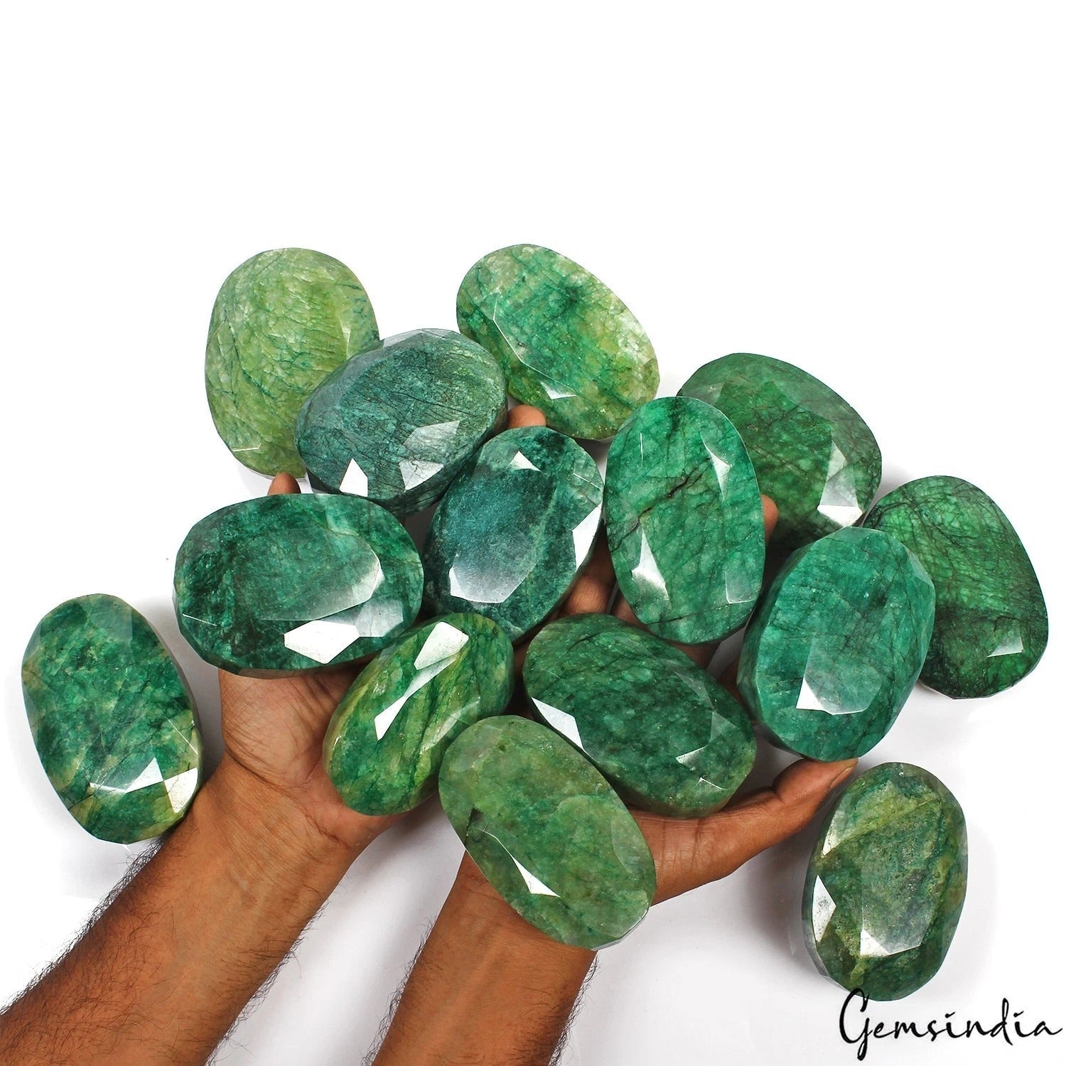 5.3Kg Natural Green Emerald Oval Cut Museum Size Loose Wholesale Gems Lot~14 Pcs