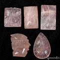 210 Ct/5 Pcs Natural Untreated Pink Rose Quartz Hand Carved Gems Lot For Pendant