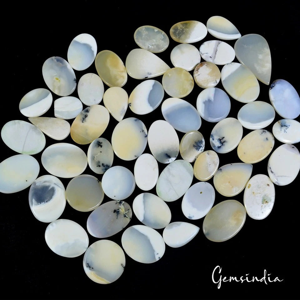 1450 Cts/51 Pcs Natural Untreated Dendrite Opal Loose Mix Cab Wholesale Gems Lot
