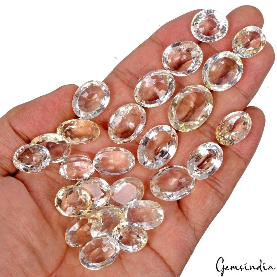 VVS 25 Pcs Natural Citrine 14-22mm Sparkling Oval Cut Loose Untreated Gemstones