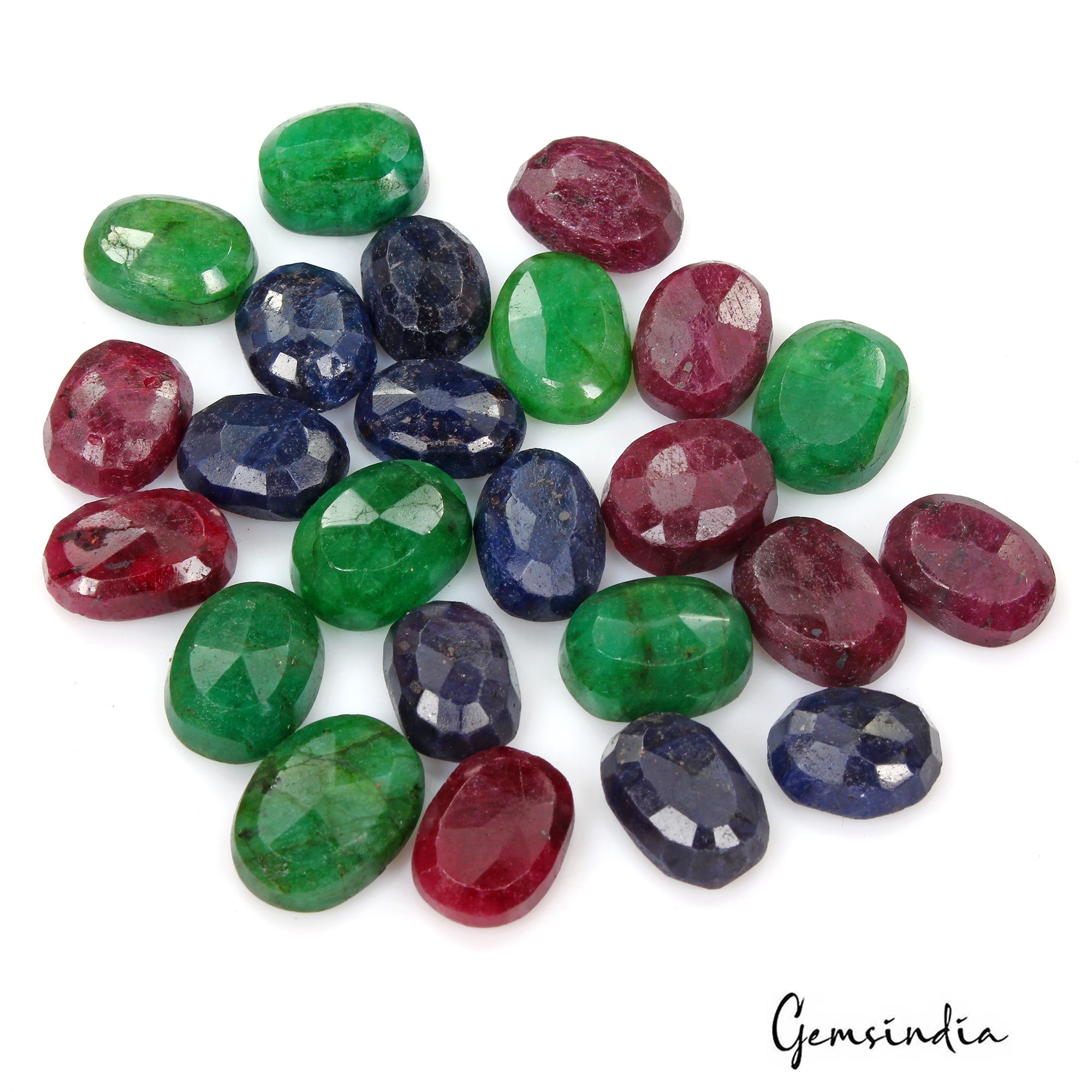 540 Ct Natural Ruby Emerald Sapphire Oval Cut Faceted Loose Certified Gems Lot