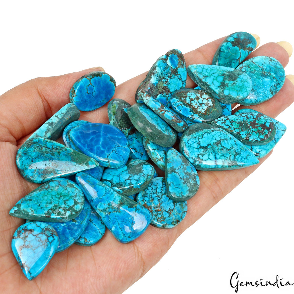 520 Ct Natural Blue Spiderweb Turquoise Mix Cab Loose Wholesale Gems Lot 29 Pcs
