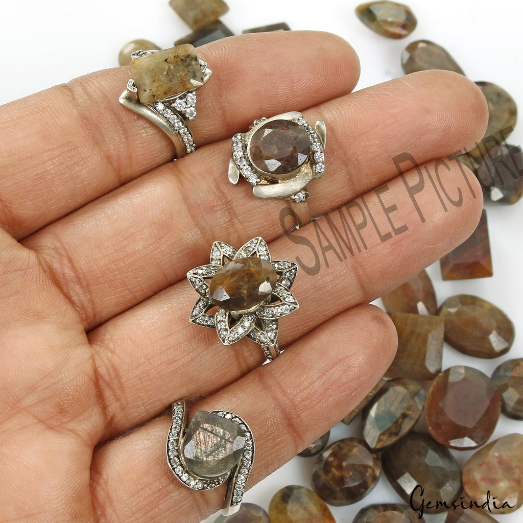 440 Ct/48 Pcs Natural Untreated Brown Sapphire Mix Cut Loose Ring Size Gemstones