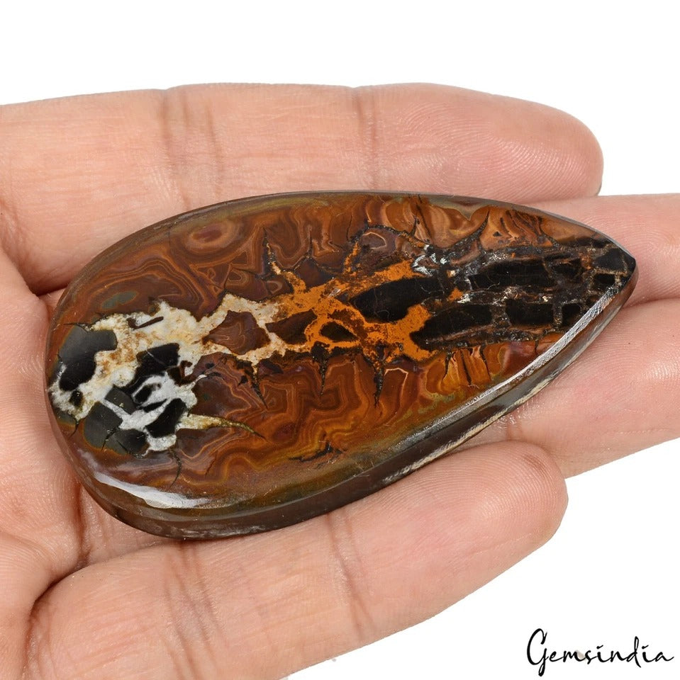 150.30 Ct Natural Untreated Rare Designer Septarian Pear Cab Pendant Size Gems