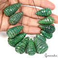 Emerald Beaded Strand, Color Enhanced, Green — 12 Pieces, 25mm to 36mm, 700 Ct, Brazil