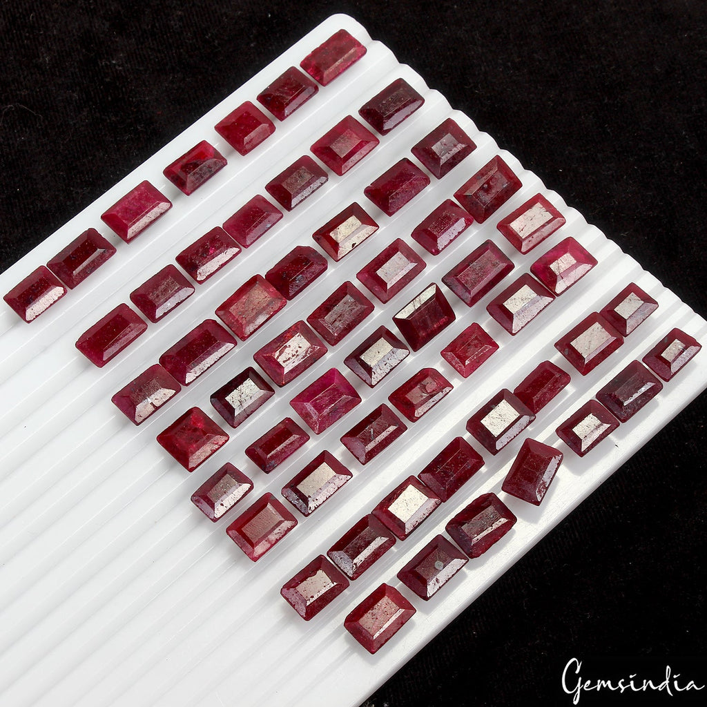 490 Ct/58 Pcs Natural Red Ruby Baguette Cut Loose 11-16mm Gemstones For Jewelry