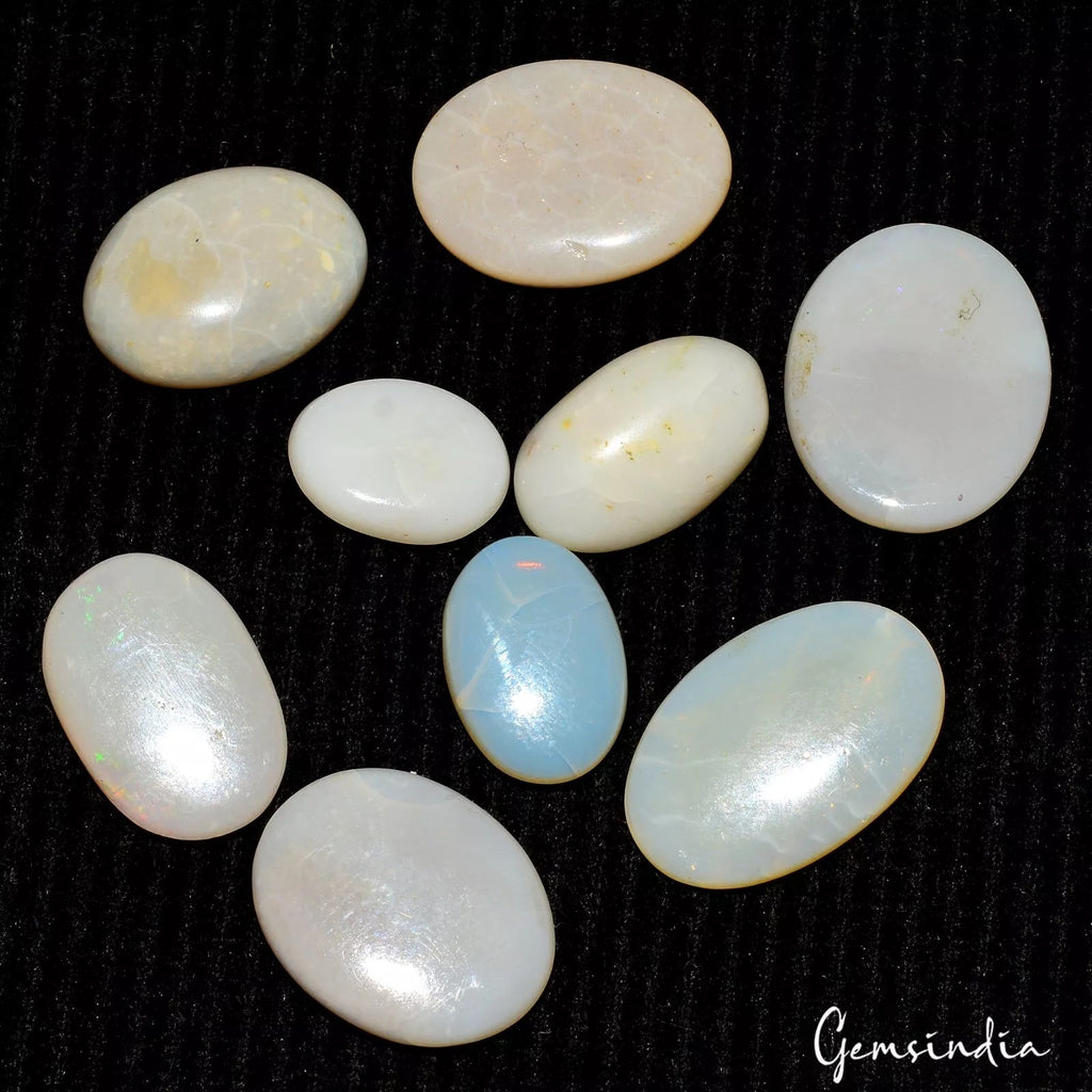 29.10 Ct/9 Pcs Natural Untreated Australian Multi Shine Opal Oval Gems For Jewel