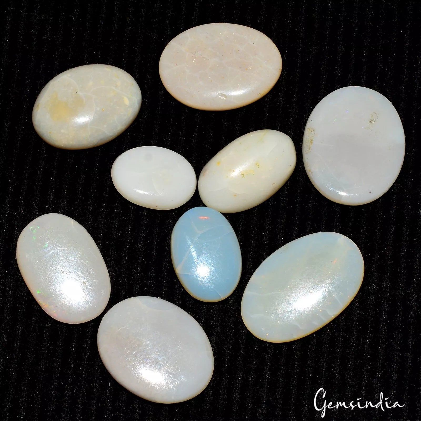 29.10 Ct/9 Pcs Natural Untreated Australian Multi Shine Opal Oval Gems For Jewel