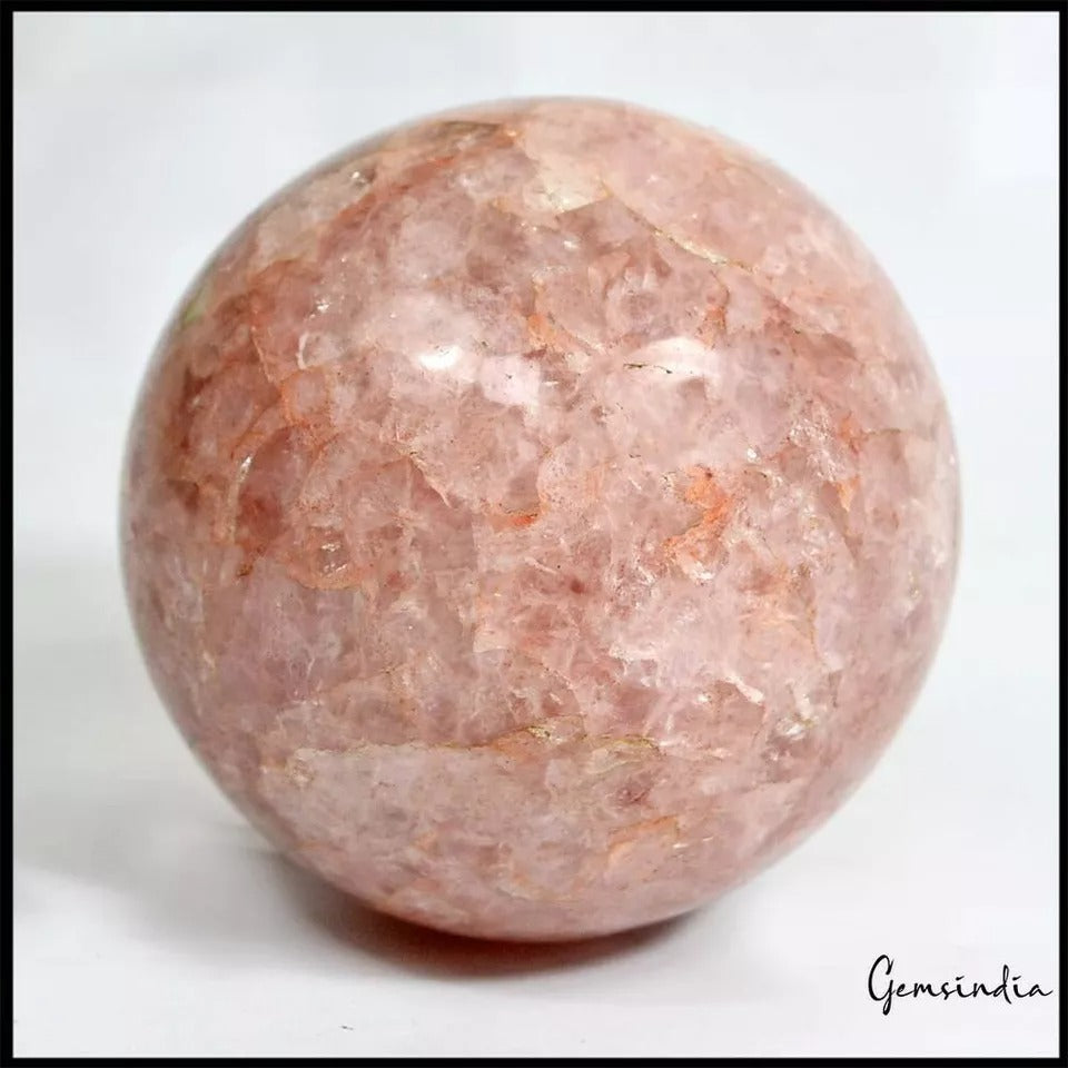 2100 Ct Natural Peach Aventurine Crystal Mineral Healing Gemstone Sphere/Ball
