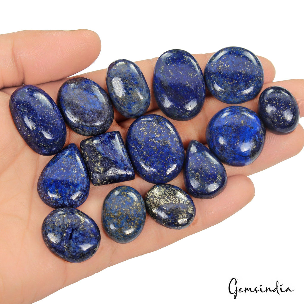 440 Ct/14 Pcs Natural Blue Lapis Lazuli Gold Flecks Mix Cab Loose Wholesale Gems