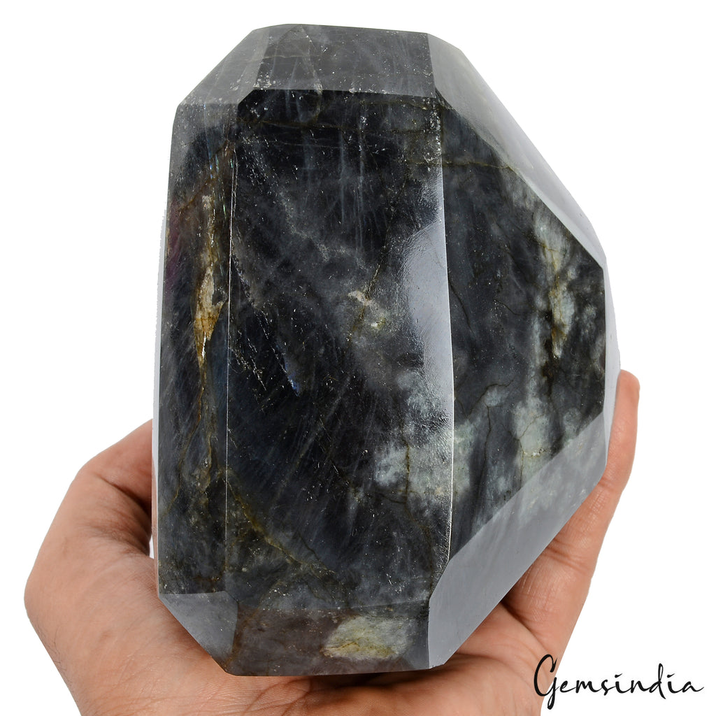 Labradorite Loose Gemstone, Octagon Cut, Blue — 5x4.8x3.9 Inch, 13450 Ct (2.69 Kg)
